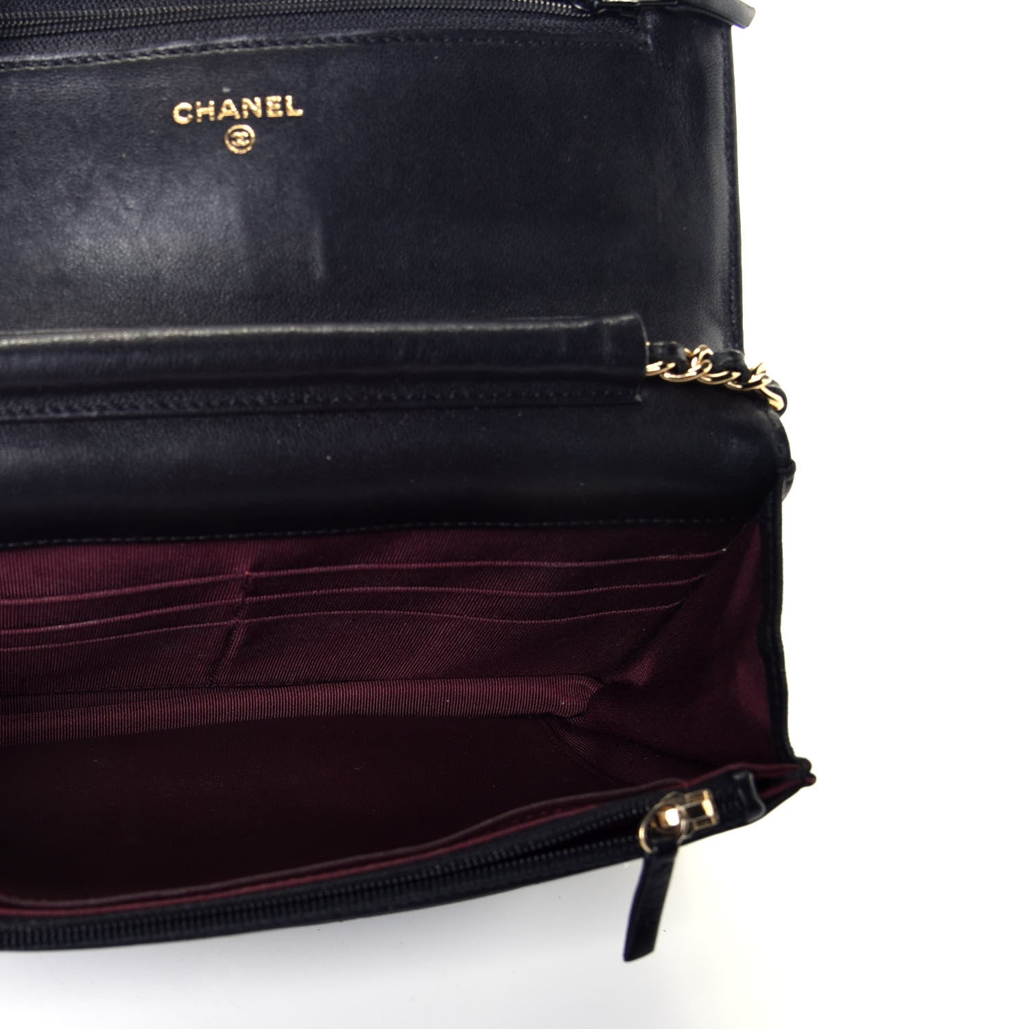 Chanel Lambskin Quilted Wallet On Chain WOC Black 5 of 9