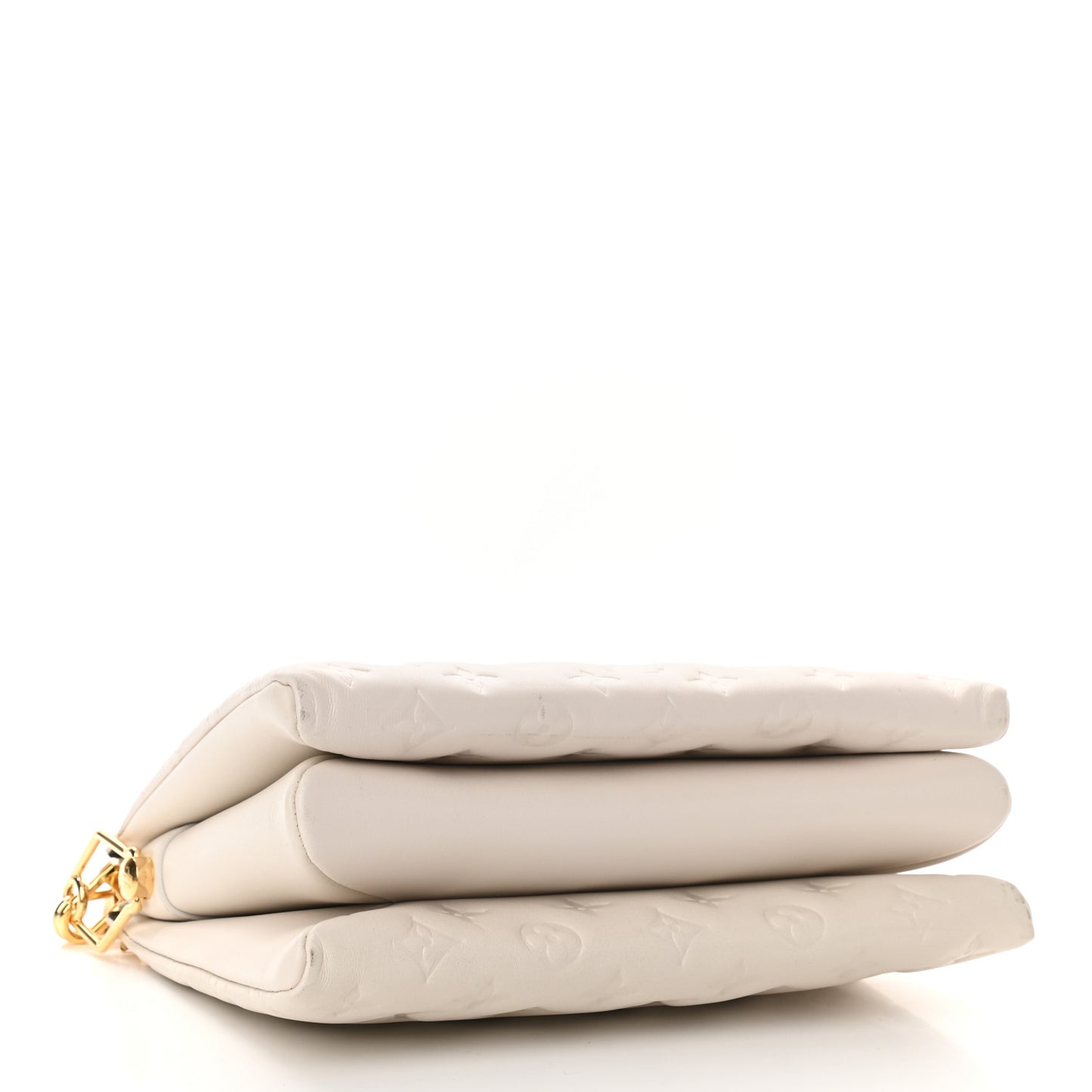 Lambskin Embossed Monogram Coussin PM Beige Cream