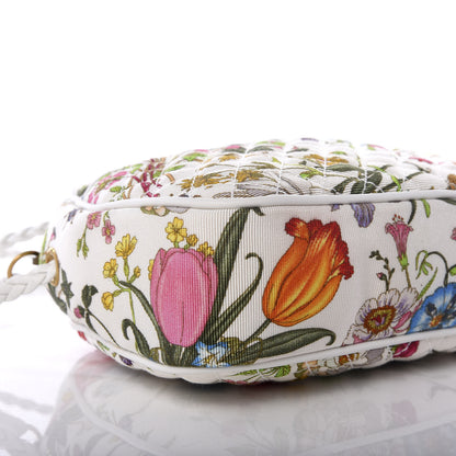 Gucci Canvas Flora Floral Trapuntata Small Zumi Dome Shoulder Bag White 7 of 9