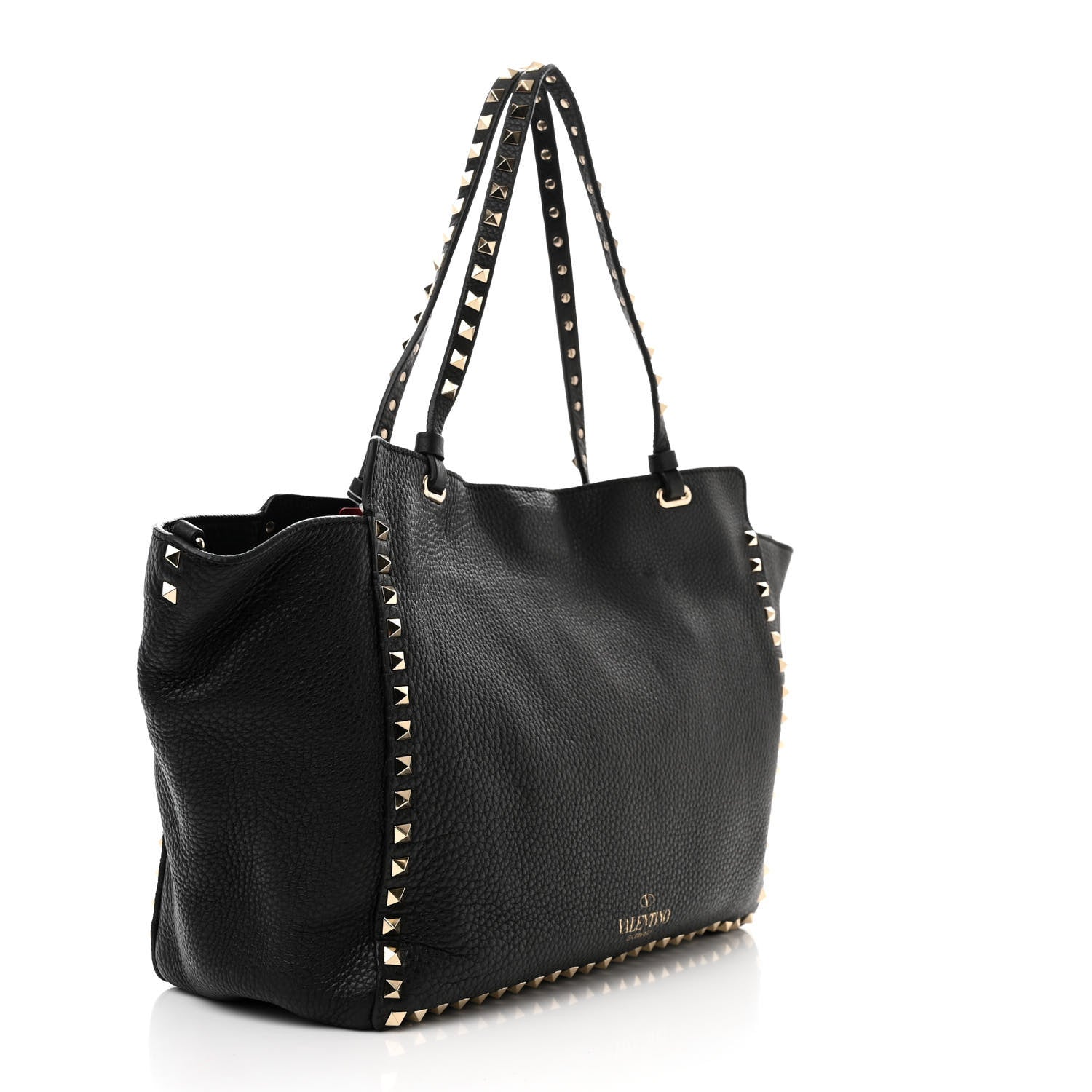 Valentino Garavani Pebbled Calfskin Medium Rockstud Tote Black 3 of 9