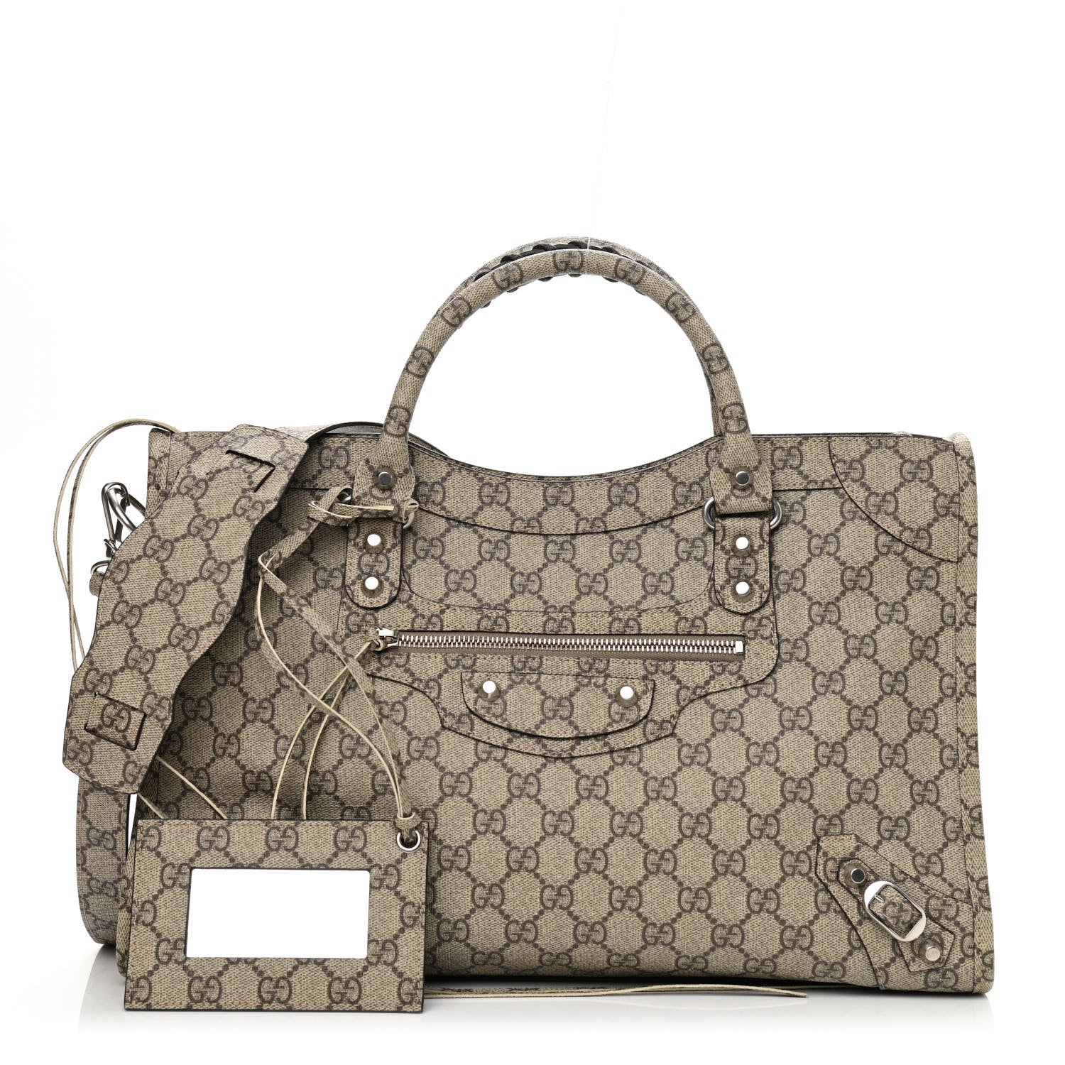 Balenciaga X GUCCI GG Supreme Monogram Neo Classic Silver Hardware City Beige Ebony 1 of 8