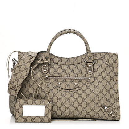 Balenciaga X GUCCI GG Supreme Monogram Neo Classic Silver Hardware City Beige Ebony 1 of 8