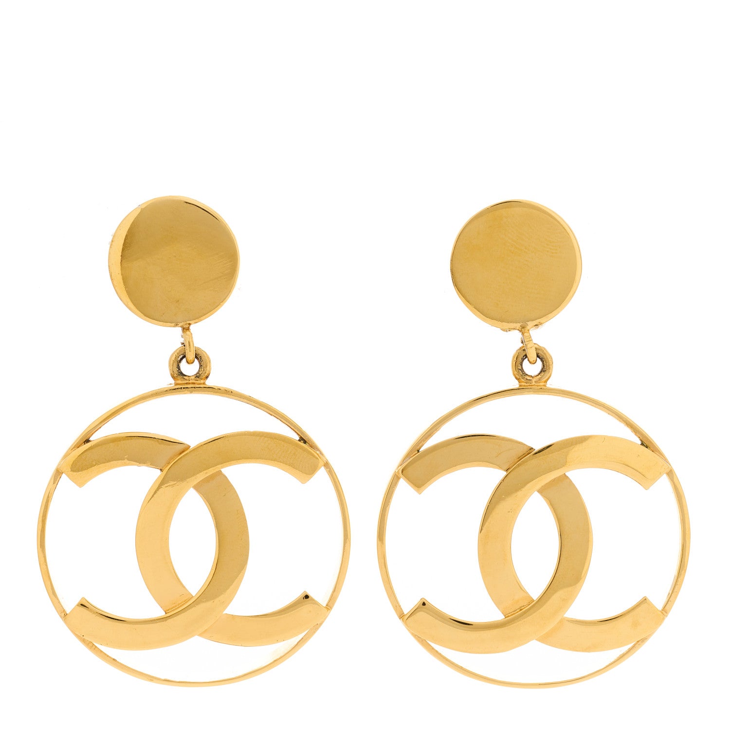 Chanel CC Drop Clip On Earrings Gold 1 of 5