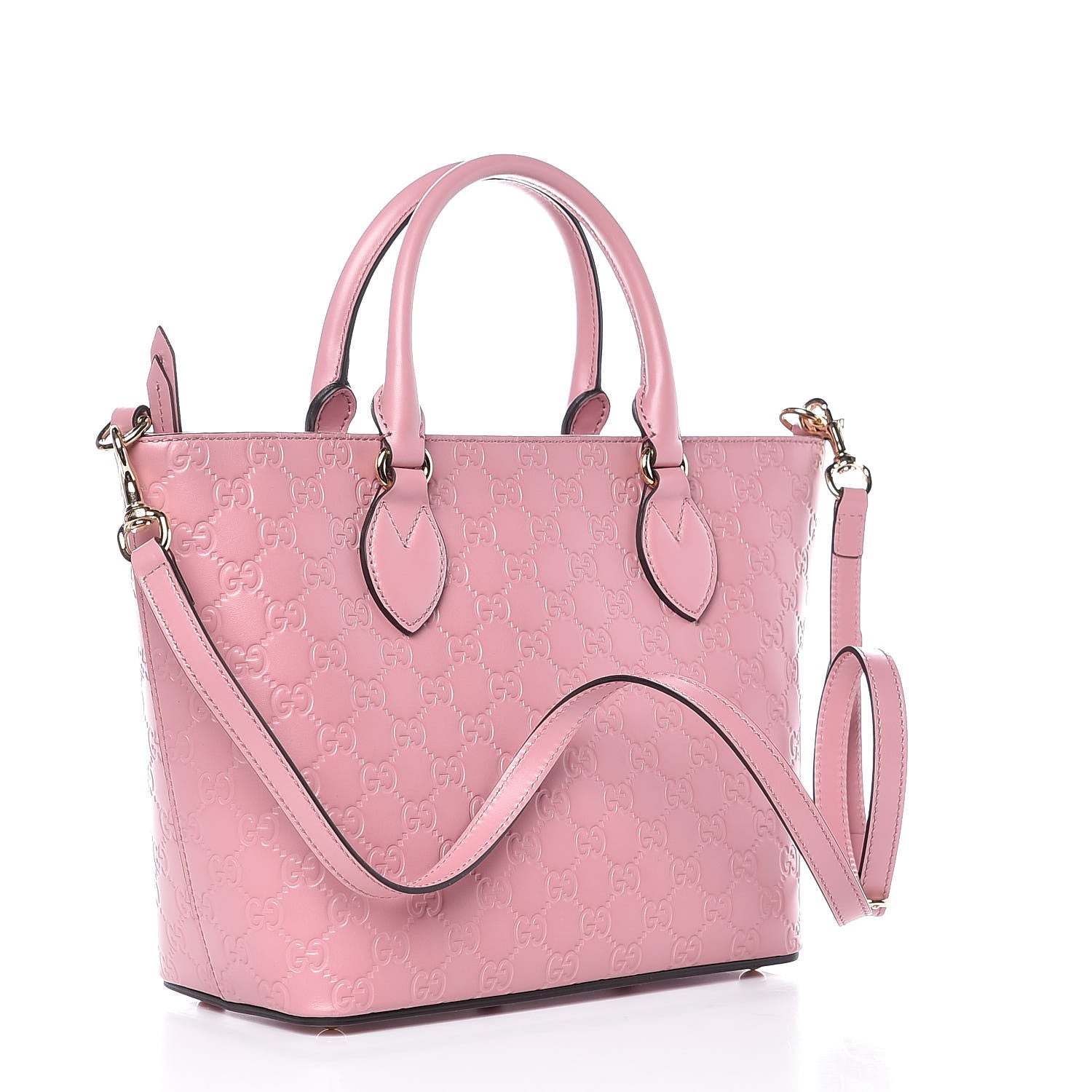 Gucci Guccissima Signature Small Zippered Bucket Tote Rose Baby Candy 3 of 8