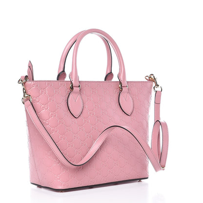 Gucci Guccissima Signature Small Zippered Bucket Tote Rose Baby Candy 3 of 8
