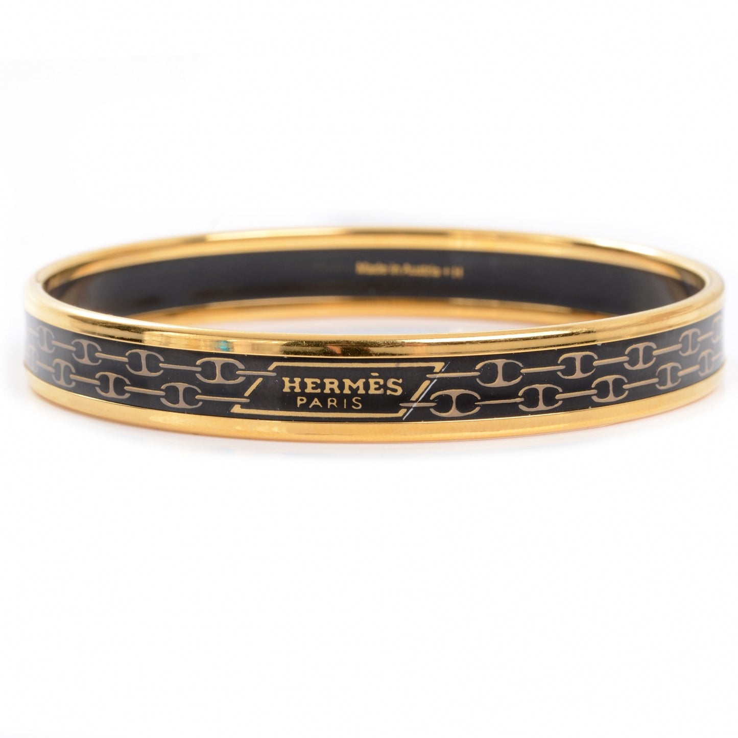 Enamel Narrow Printed Chain D Ancre Bracelet Black