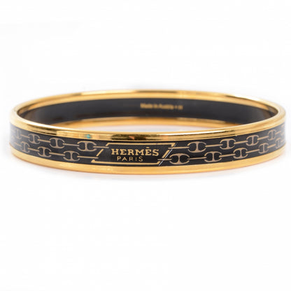 Hermes Enamel Narrow Printed Chain D Ancre Bracelet Black 5 of 5