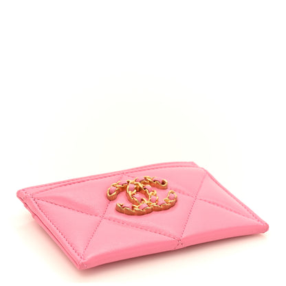 Chanel Lambskin Quilted Chanel 19 Card Holder Pink 4 of 11