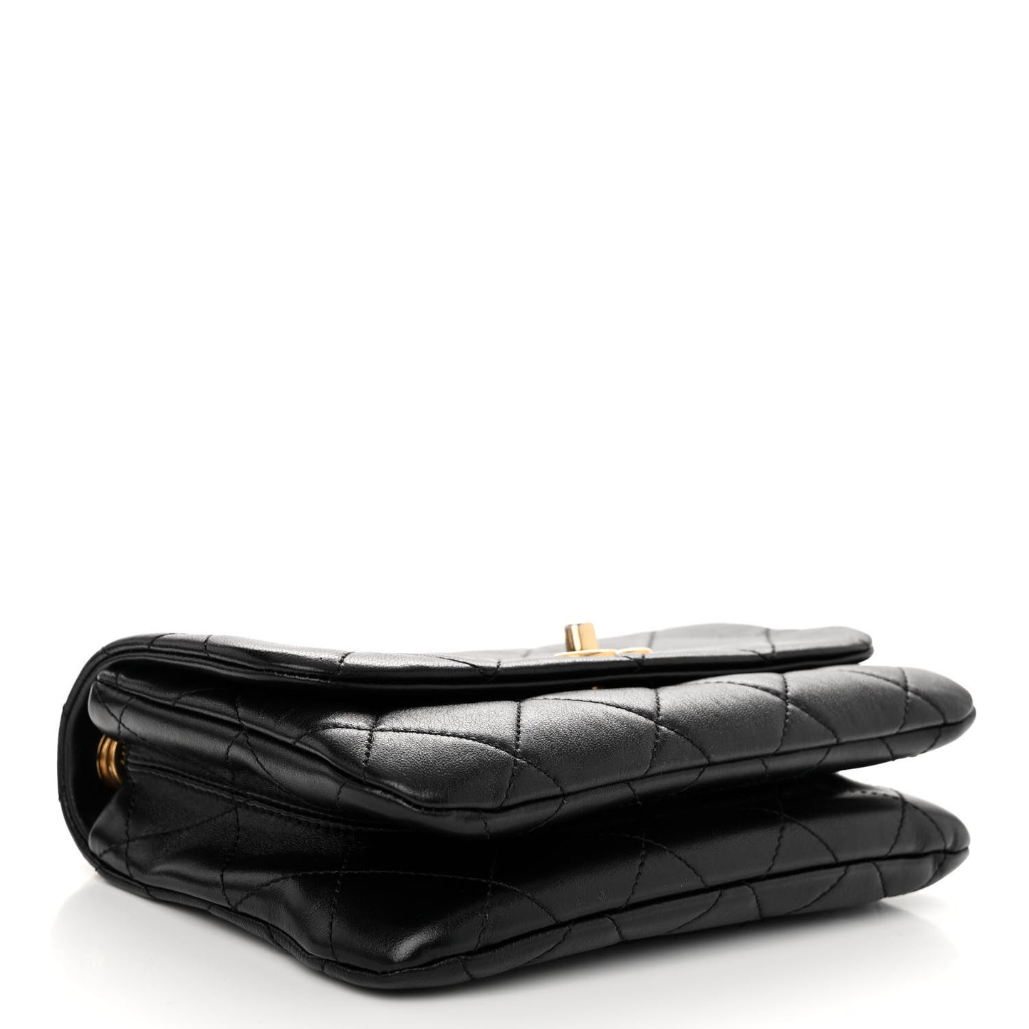 Lambskin Quilted Small Color Match Flap Black Multicolor