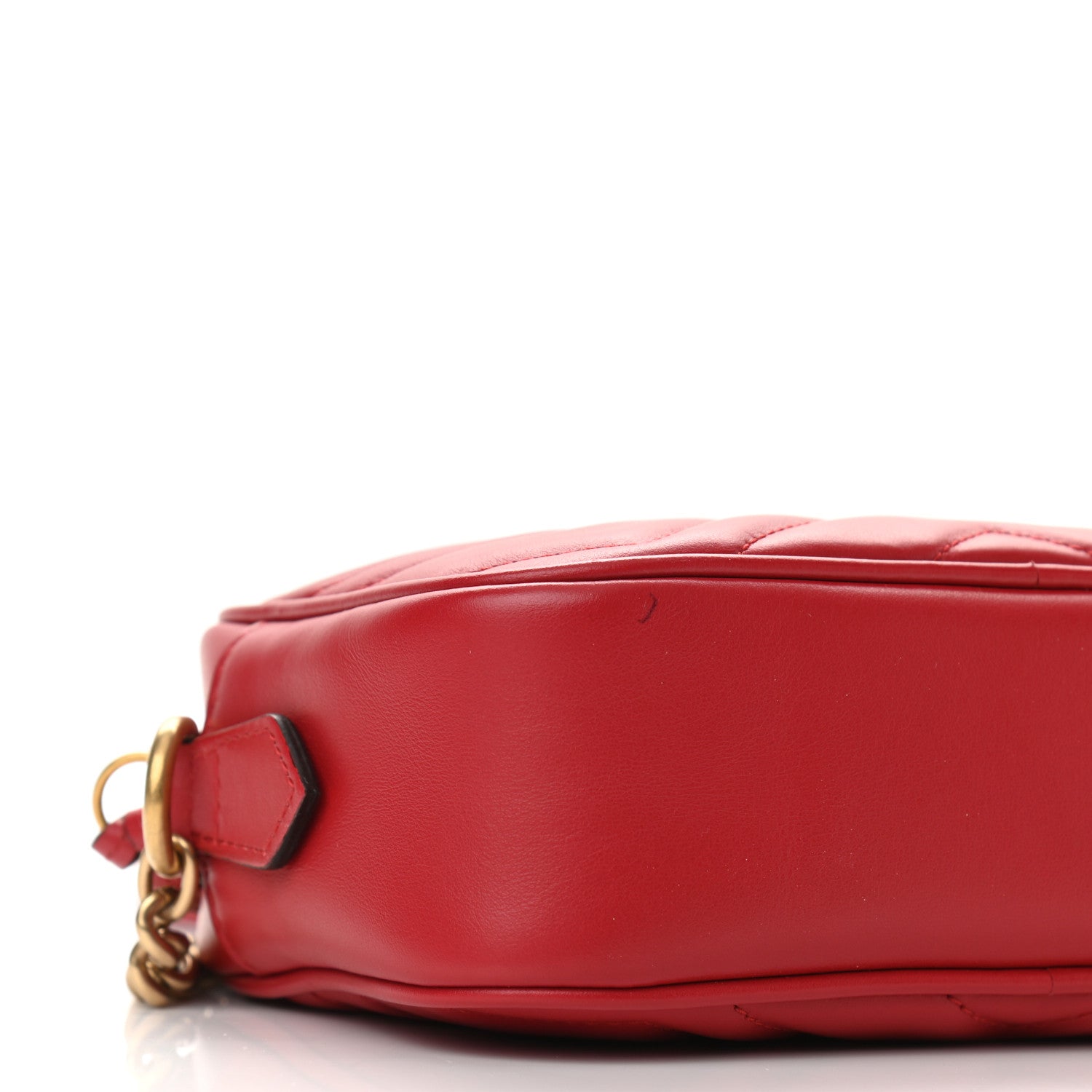 Gucci Calfskin Matelasse Mini GG Marmont Chain Shoulder Bag Hibiscus Red 10 of 11