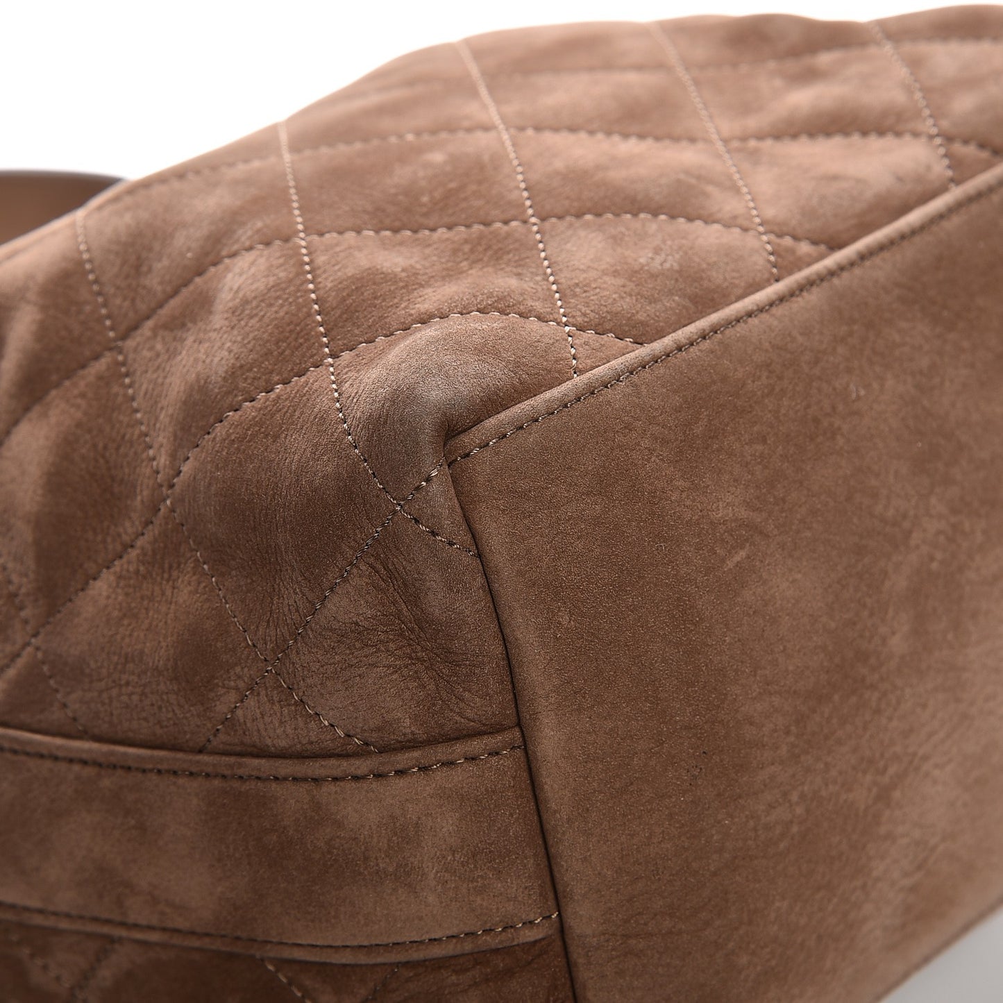 Suede Calfskin Small On My Shoulder Drawstring Bag Brown