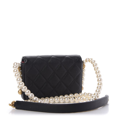 Chanel Calfskin Quilted About Pearls Card Holder Flap With Chain Black 3 of 11