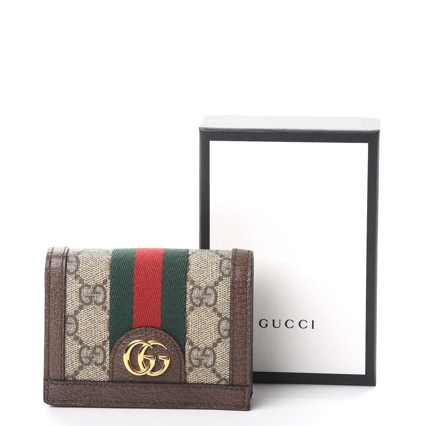 GG Supreme Monogram Web Ophidia Card Case Beige New Acero