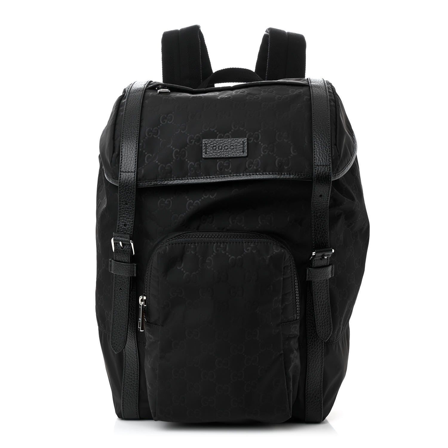 Gucci Nylon Monogram Medium Light Double Buckle Backpack Black 1 of 11