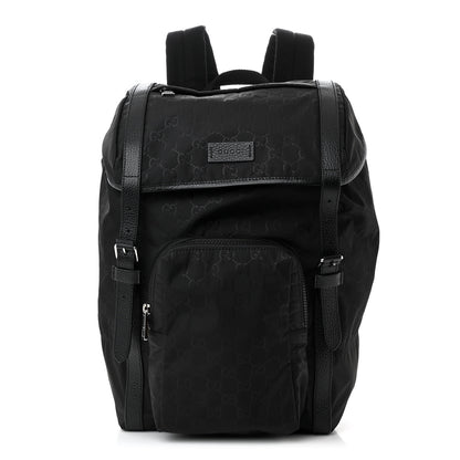 Gucci Nylon Monogram Medium Light Double Buckle Backpack Black 1 of 11