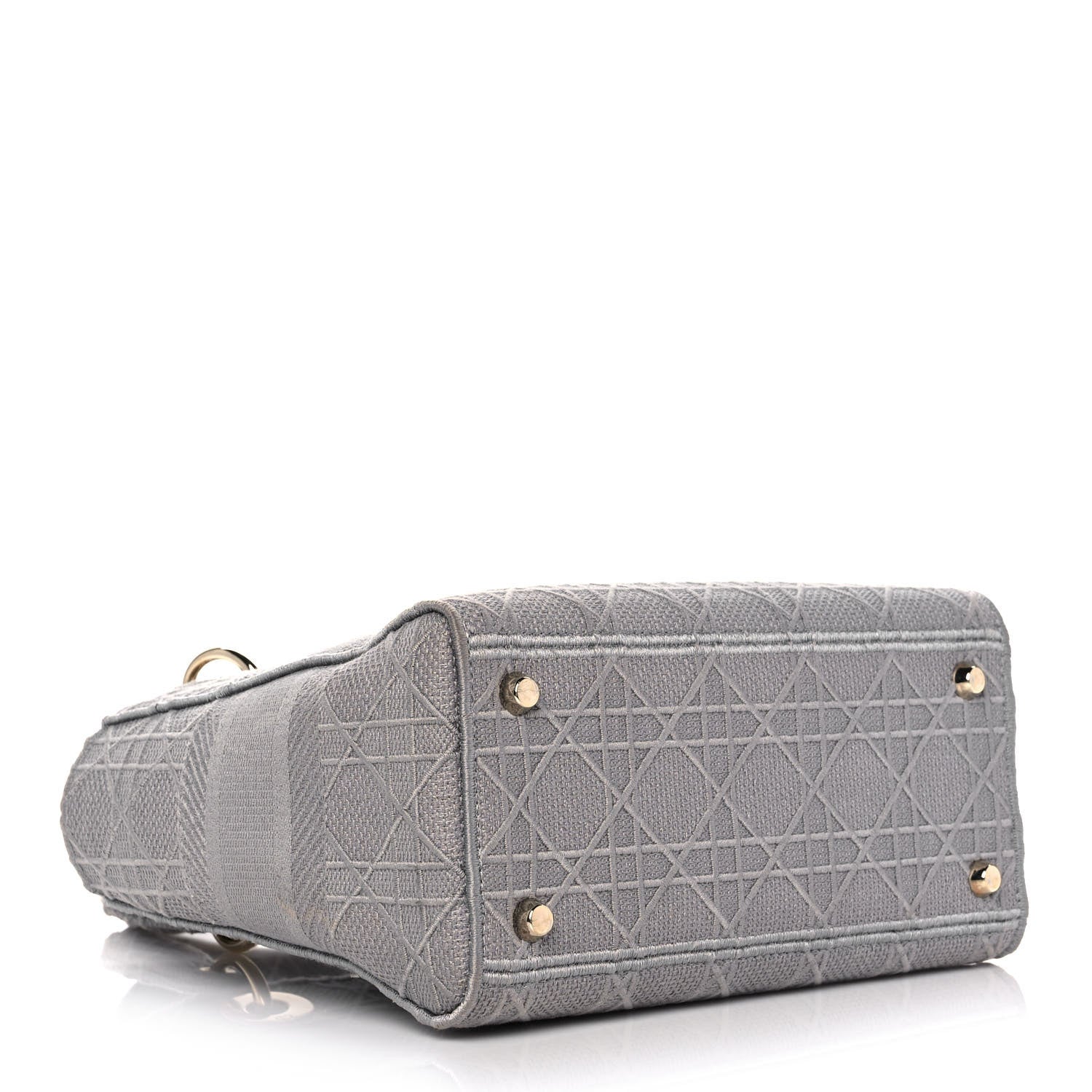 Christian Dior Canvas Embroidered Cannage Medium Lady D-Lite Gray 4 of 12