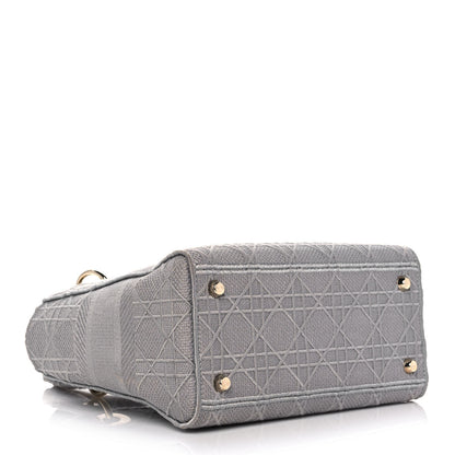 Christian Dior Canvas Embroidered Cannage Medium Lady D-Lite Gray 4 of 12