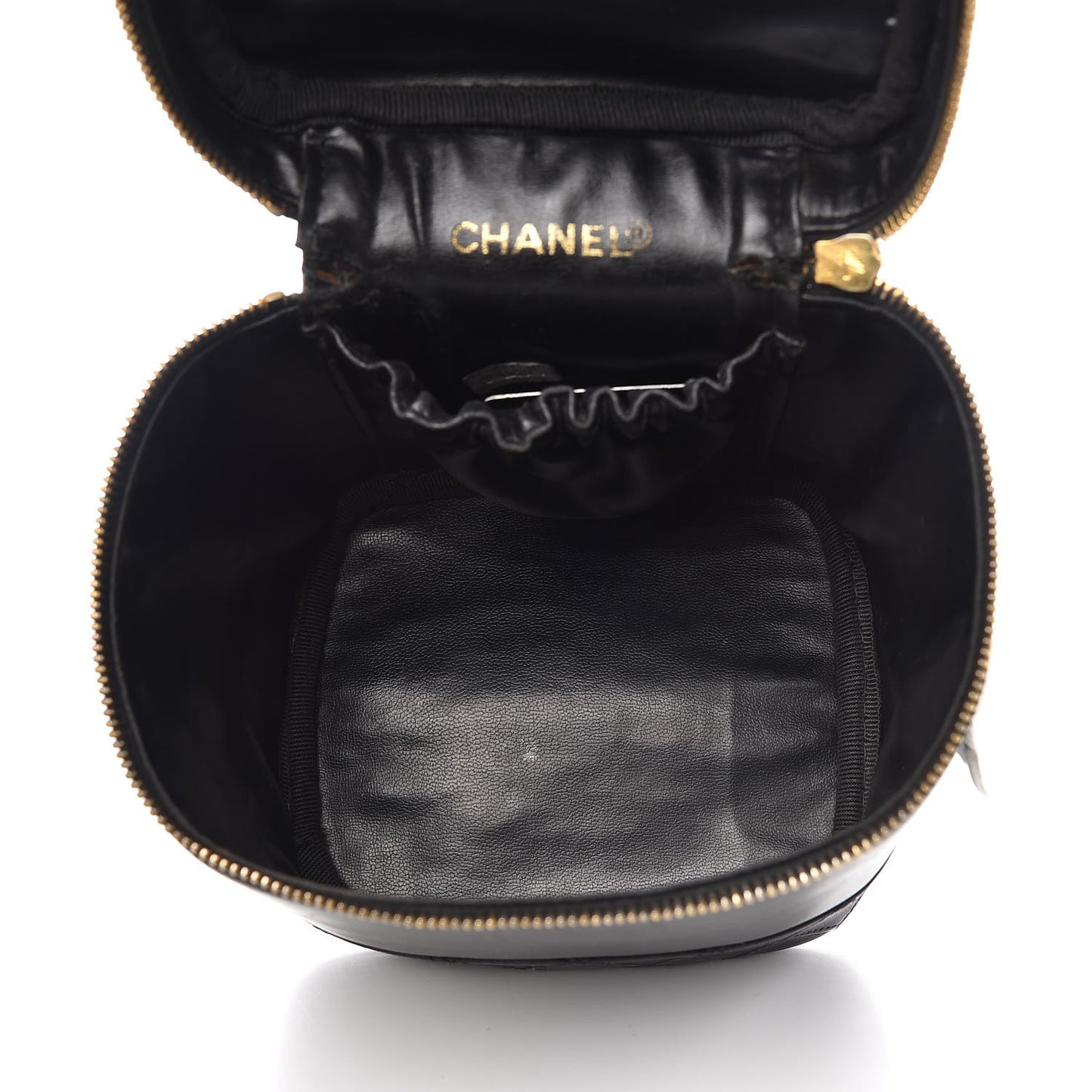 Lambskin Vanity Cosmetic Case Black