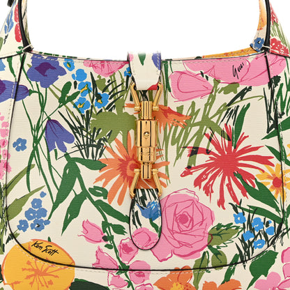 Gucci X KEN SCOTT New Shangai Calfskin Jardin D'Avril Floral Print Small Jackie 1961 Hobo Ivory Pink 8 of 11