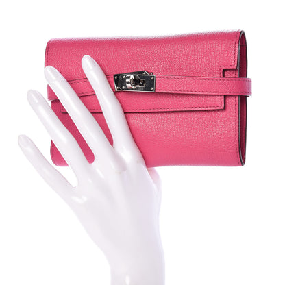 Hermes Chevre Mysore Medium Kelly Wallet Rose Shocking 2 of 8