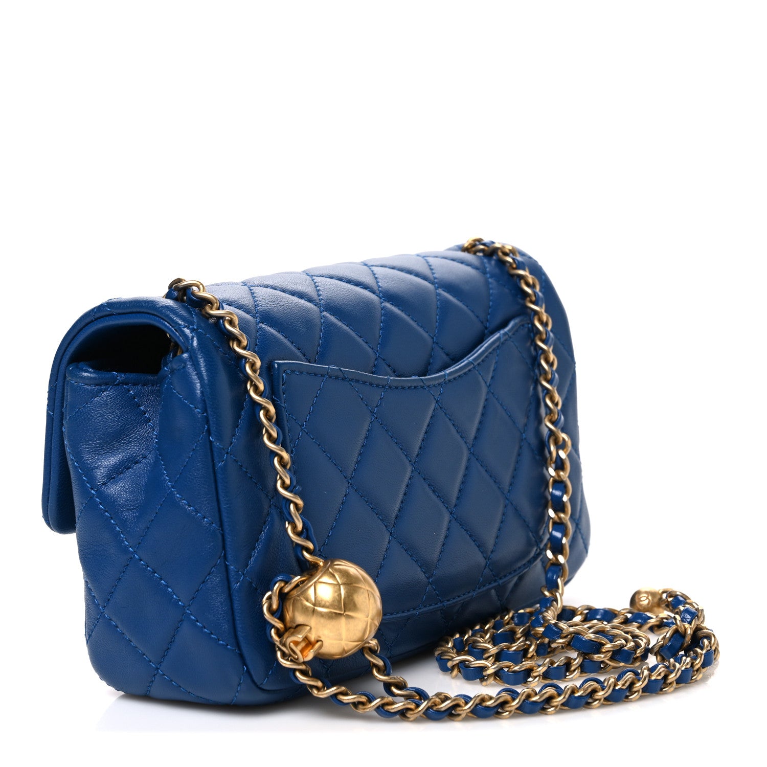 Chanel Lambskin Quilted Pearl Crush Mini Rectangular Flap Blue 3 of 10