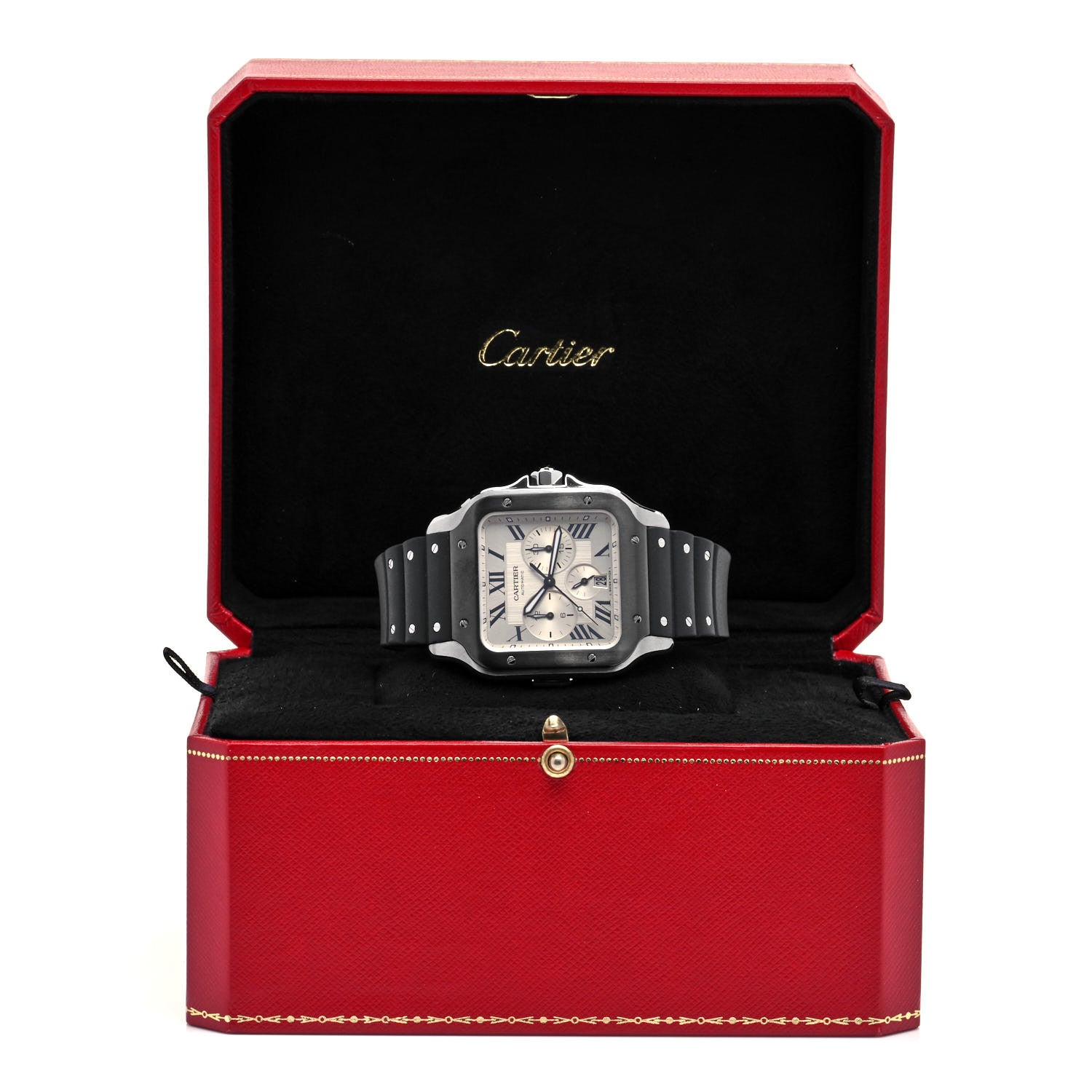 Cartier Stainless Steel Rubber 40mm Santos 100 Chronograph Automatic Watch Black 5 of 5