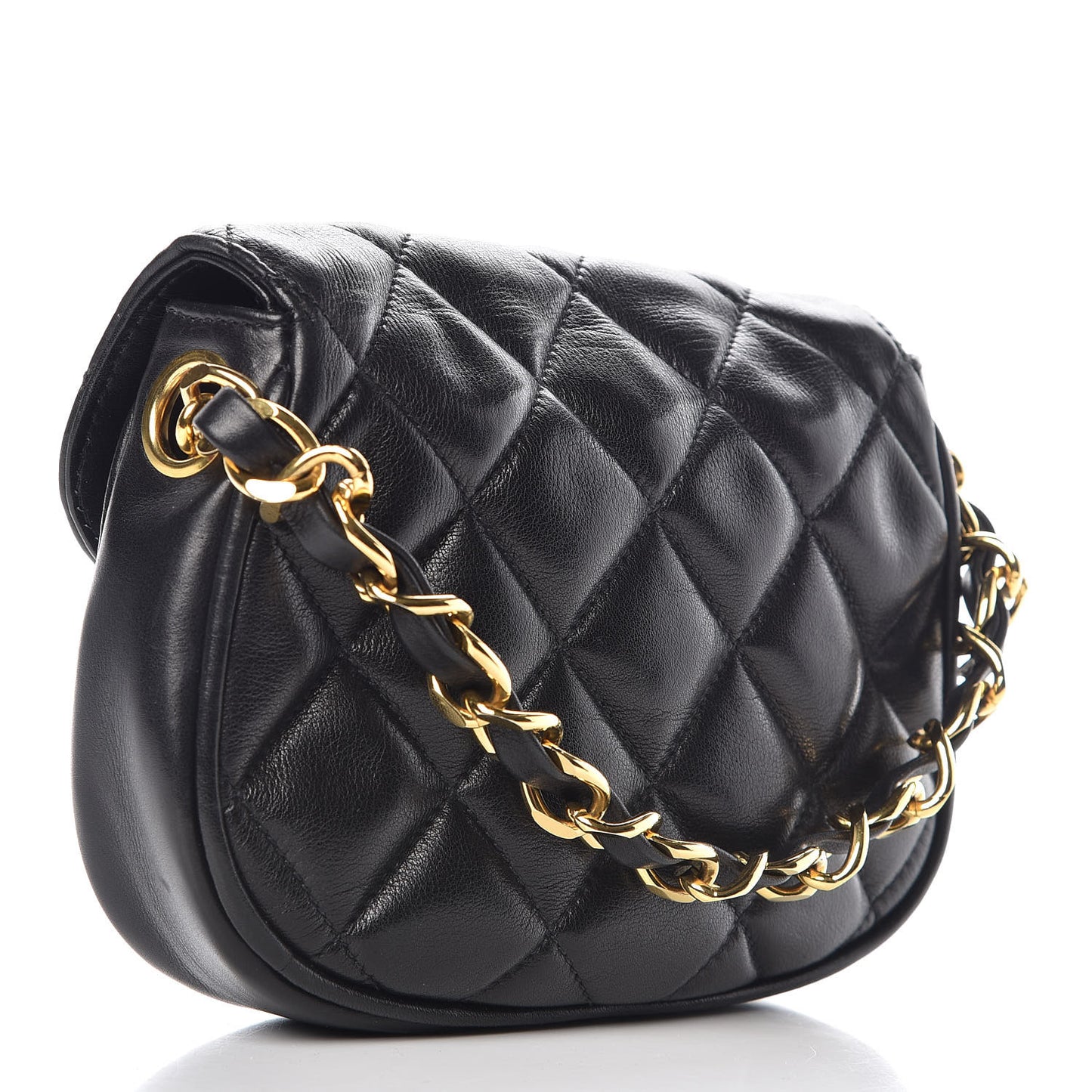 Lambskin Quilted Extra Mini Flap Black