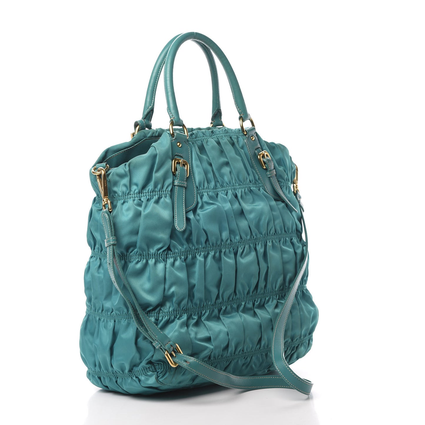 Tessuto Nylon Gaufre Tote Turchese