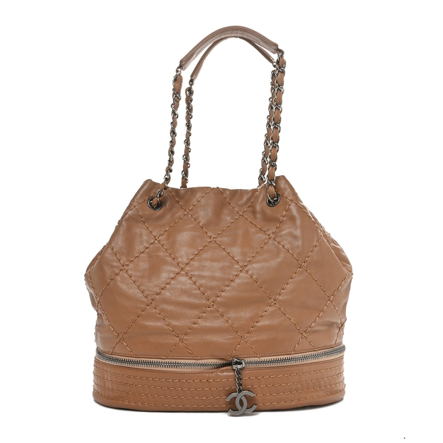 Chanel Lambskin Stitched Expandable Tote Beige 1 of 11