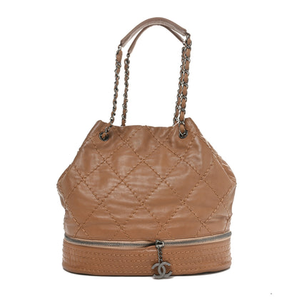 Chanel Lambskin Stitched Expandable Tote Beige 1 of 11