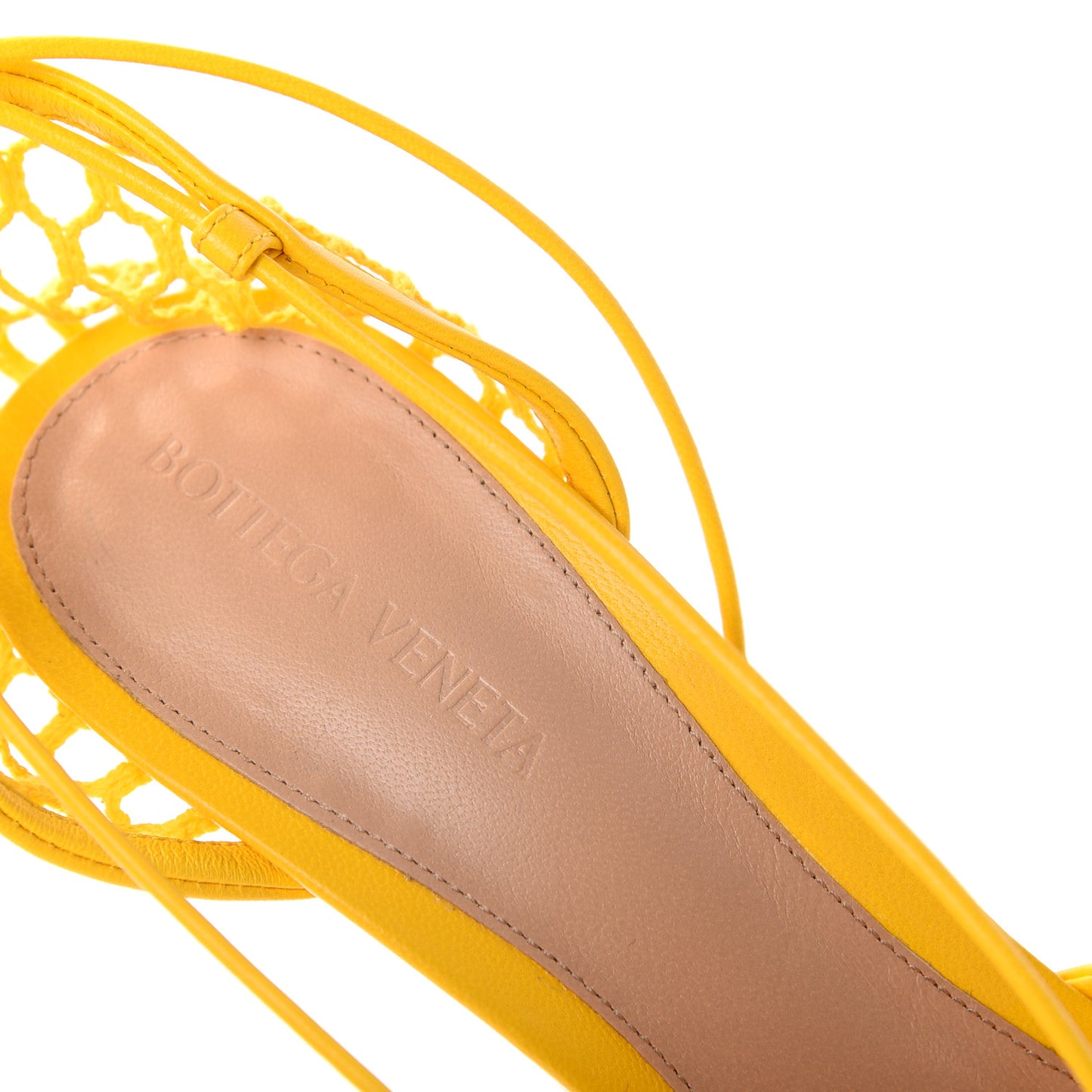Mesh Nappa Stretch Ankle Tie Sandals 40.5 Egg Yolk