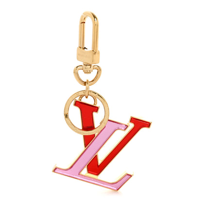 Louis Vuitton Metal LV Glass Bag Charm Key Holder Rouge Rose 1 of 3