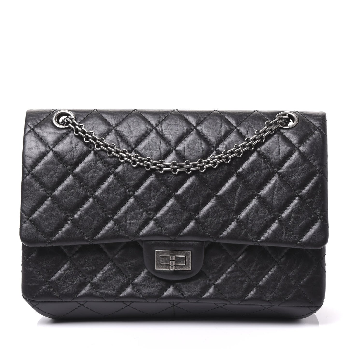 Aged Calfskin Quilted 2.55 Reissue 226 Flap Black