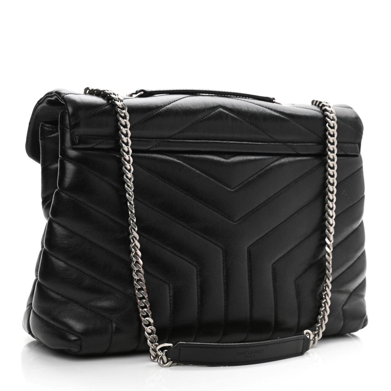 Saint Laurent Calfskin Y Quilted Monogram Medium Loulou Chain Satchel Black 3 of 9