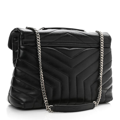 Saint Laurent Calfskin Y Quilted Monogram Medium Loulou Chain Satchel Black 3 of 9