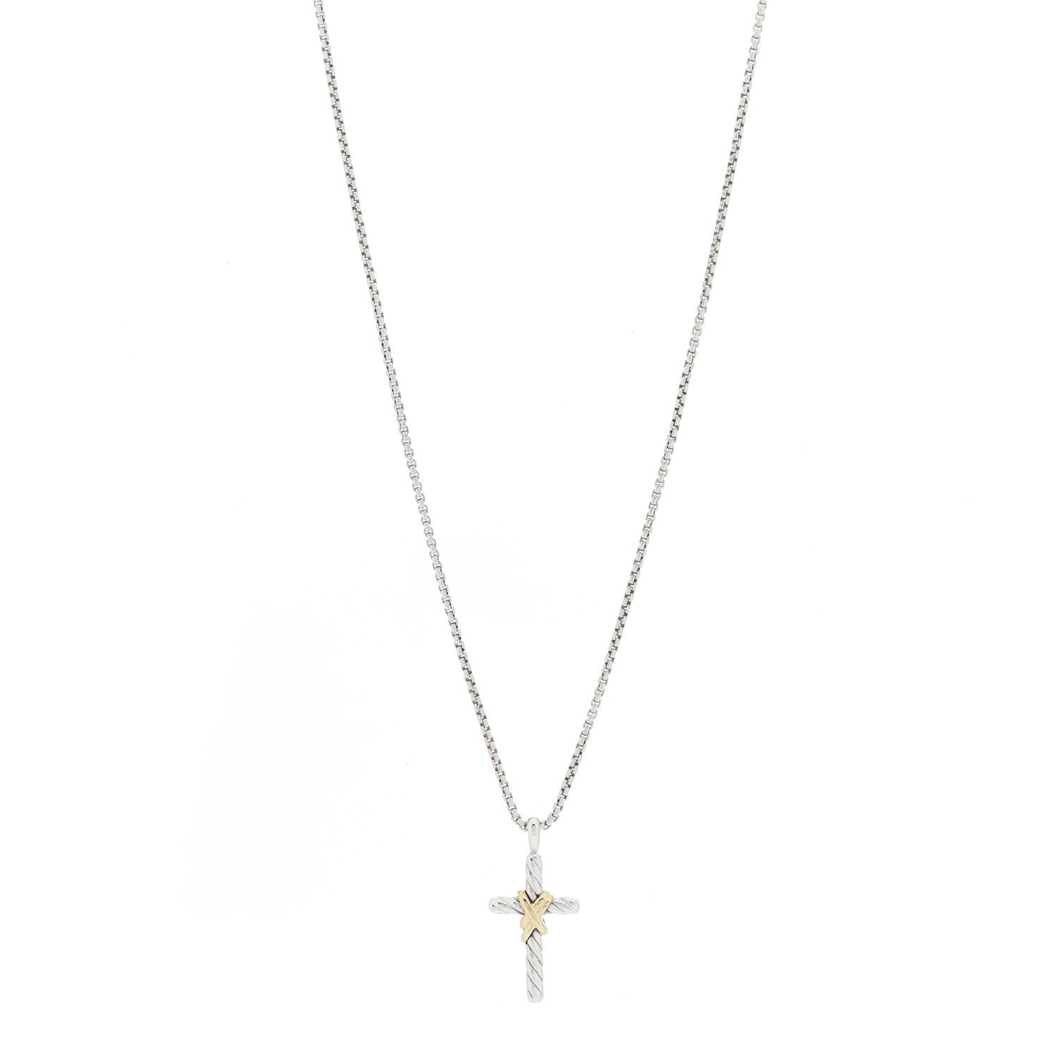 David Yurman Sterling Silver 14K Yellow Gold X Cross Necklace 1 of 6