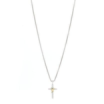 David Yurman Sterling Silver 14K Yellow Gold X Cross Necklace 1 of 6