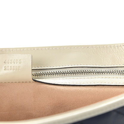 Gucci Vintage Effect Calfskin Matelasse Diagonal Medium Torchon GG Marmont Shoulder Bag Blue Agata Mystic White 9 of 10