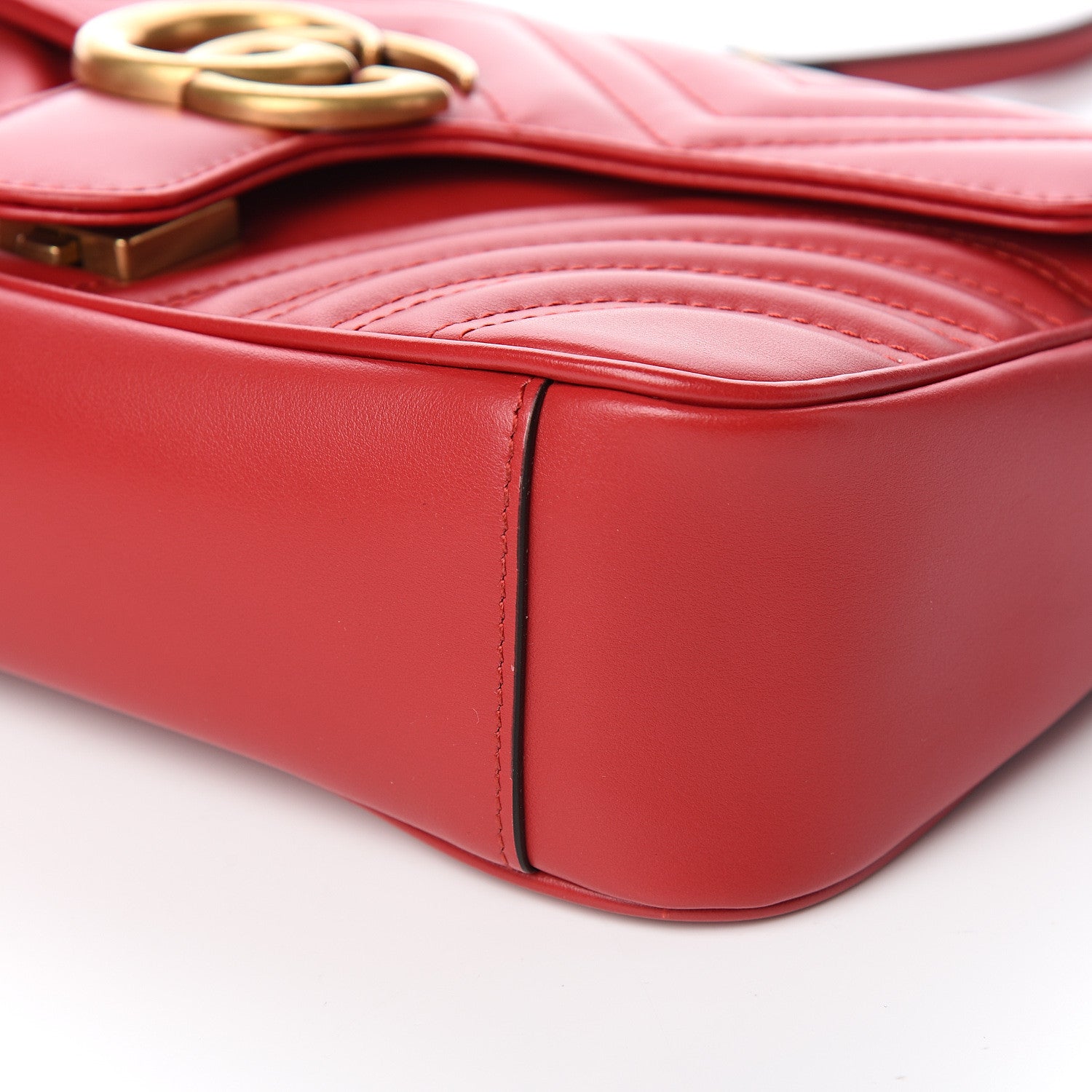 Gucci Calfskin Matelasse Small GG Marmont Shoulder Bag Hibiscus Red 9 of 10