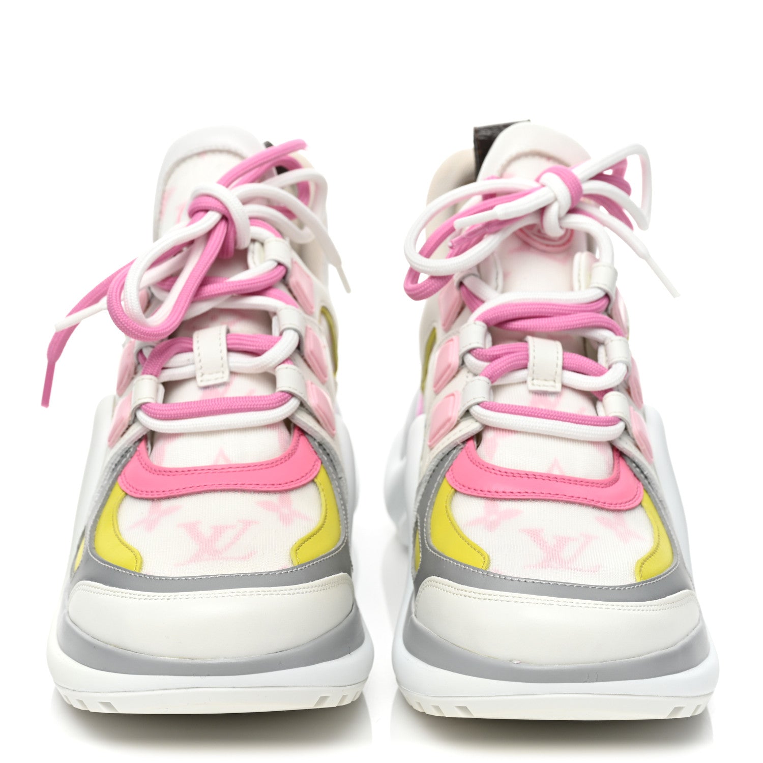 Louis Vuitton Calfskin Nylon LV Pop Archlight Sneaker 35 Pink Yellow 2 of 10