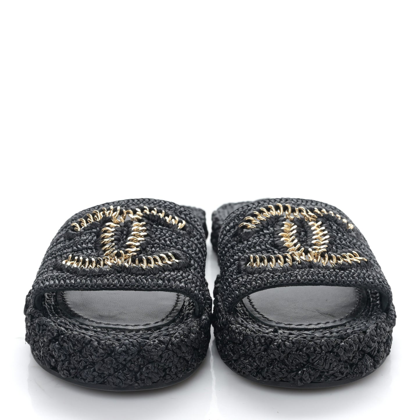 Braided Cord CC Espadrille Slip On Sandals 35 Navy Blue