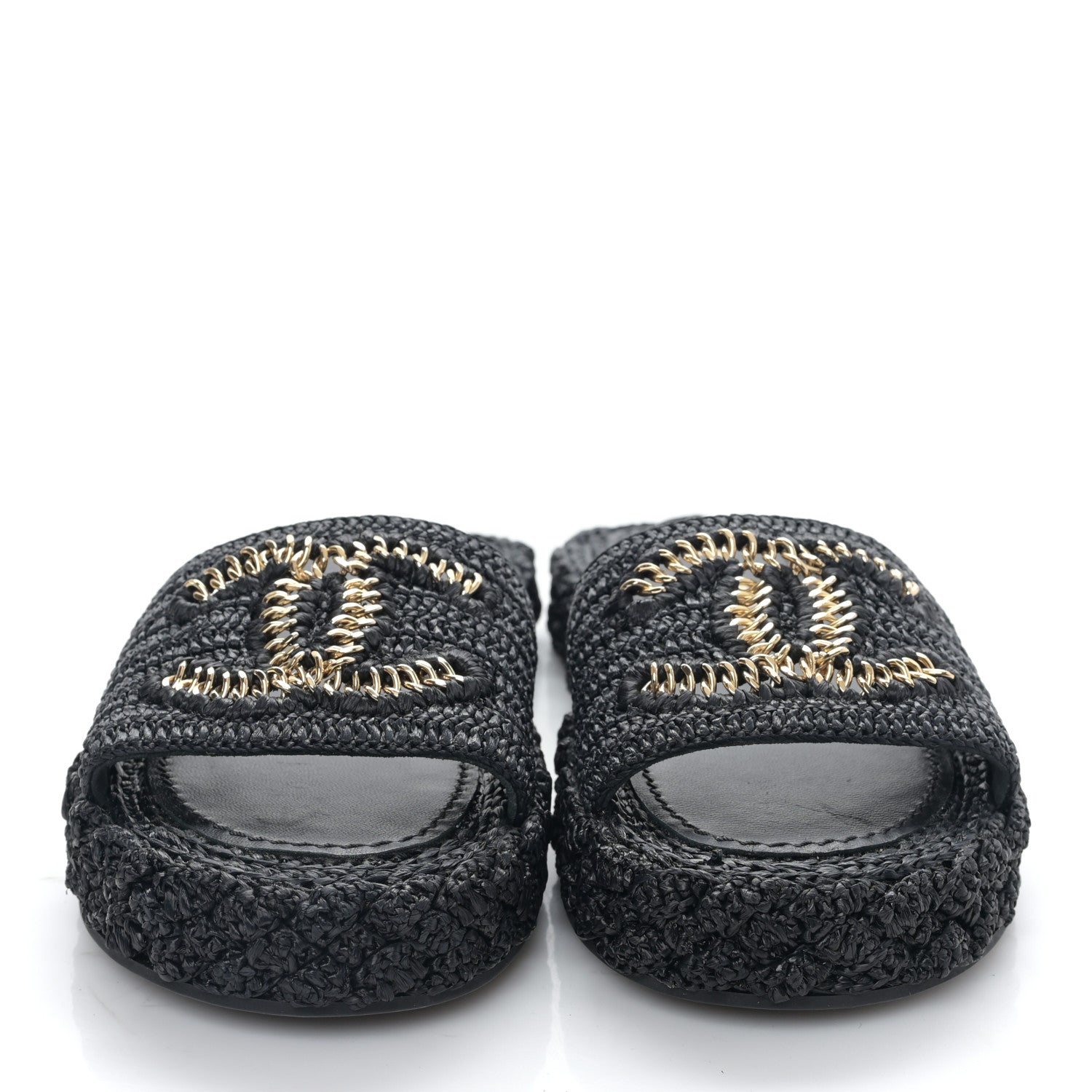 Chanel Braided Cord CC Espadrille Slip On Sandals 35 Navy Blue 2 of 8