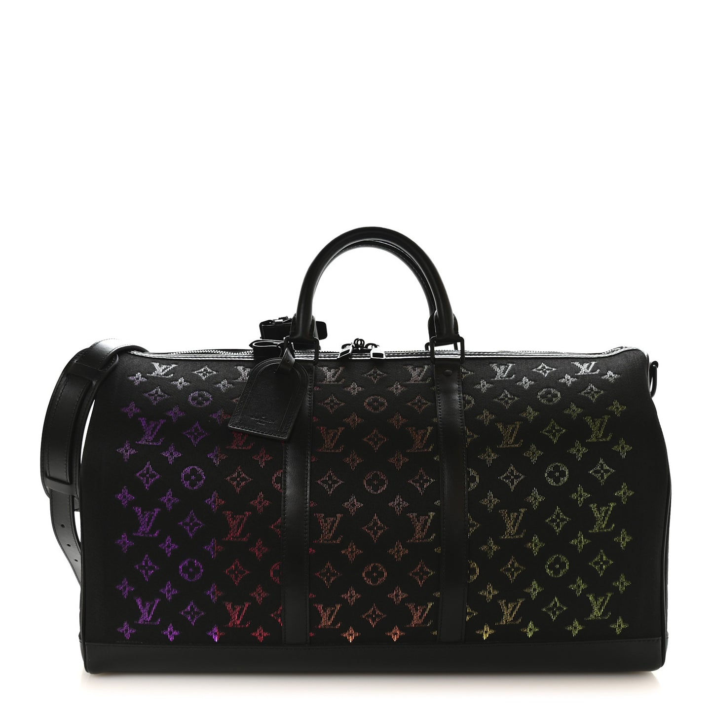 Jacquard Monogram Light Up Keepall Bandouliere 50  Black