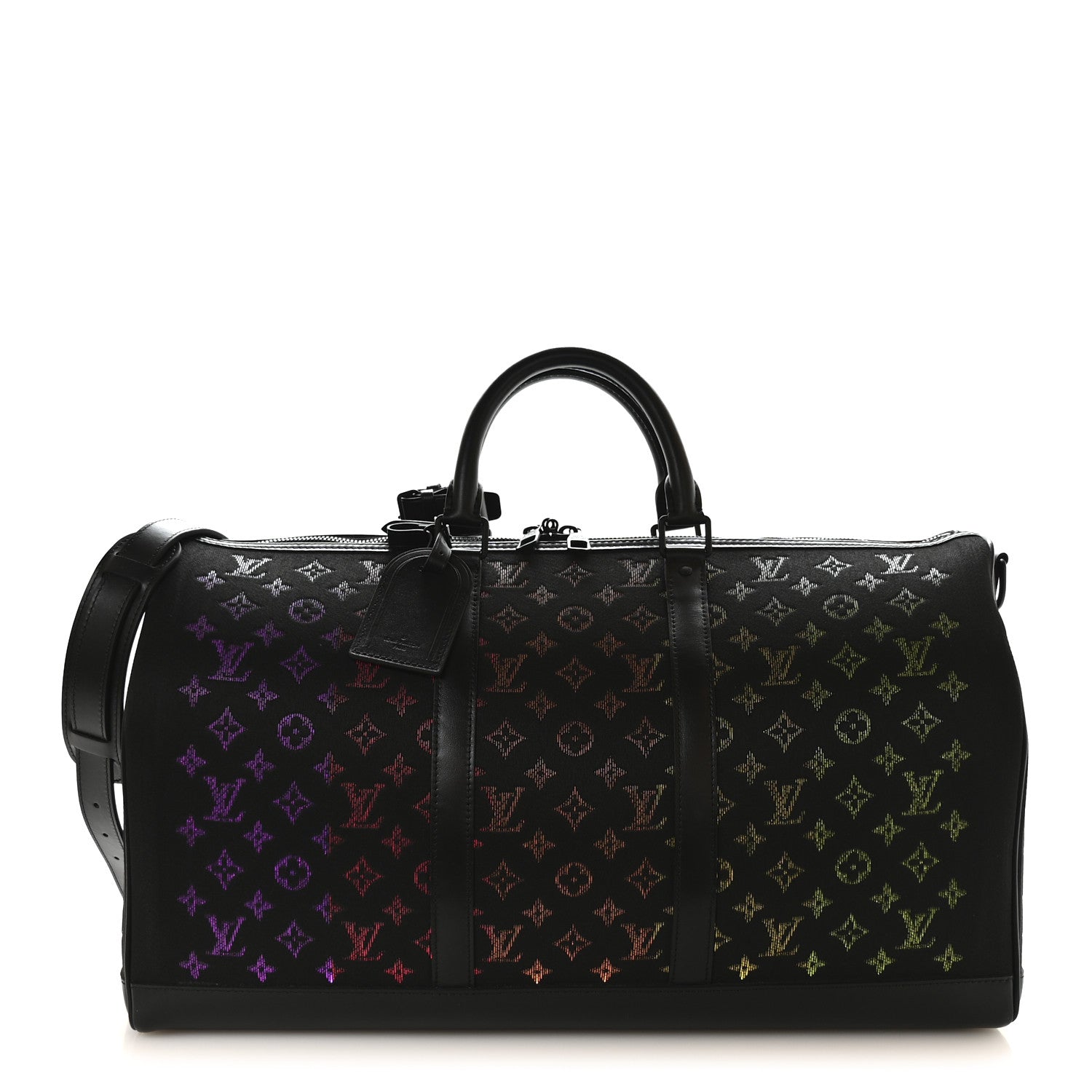 Louis Vuitton Jacquard Monogram Light Up Keepall Bandouliere 50  Black 2 of 11