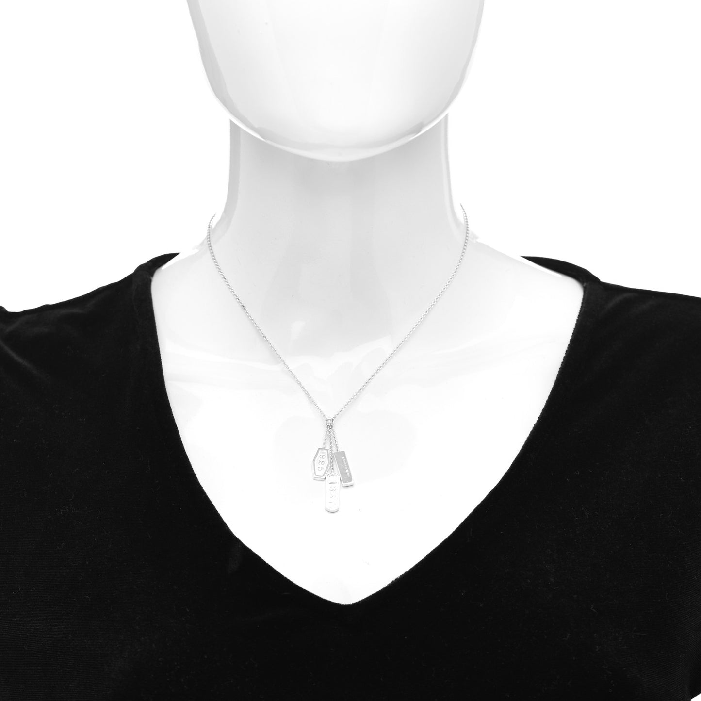 Sterling Silver 1837 Triple Tag Lariat Necklace