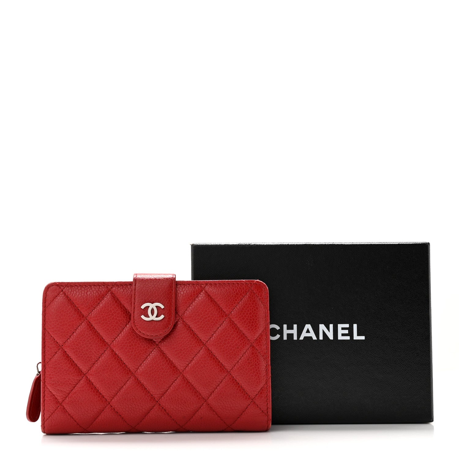 Chanel Caviar Quilted Zipped Pocket Wallet Red 20 of 20