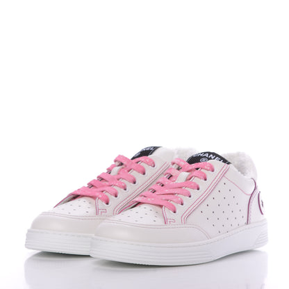 Chanel Calfskin Womens Logo Sneakers 37 White Pink 2 of 10