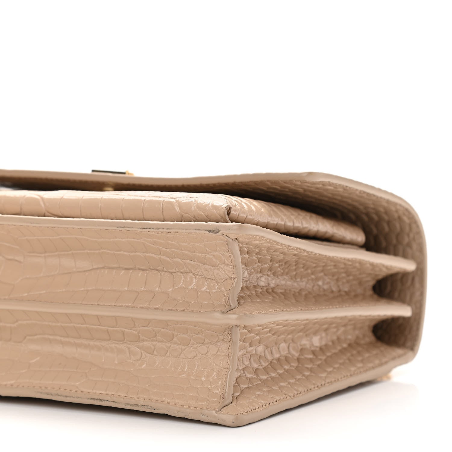 Saint Laurent Calfskin Crocodile Embossed Medium Monogram Sunset Dark Beige 9 of 11