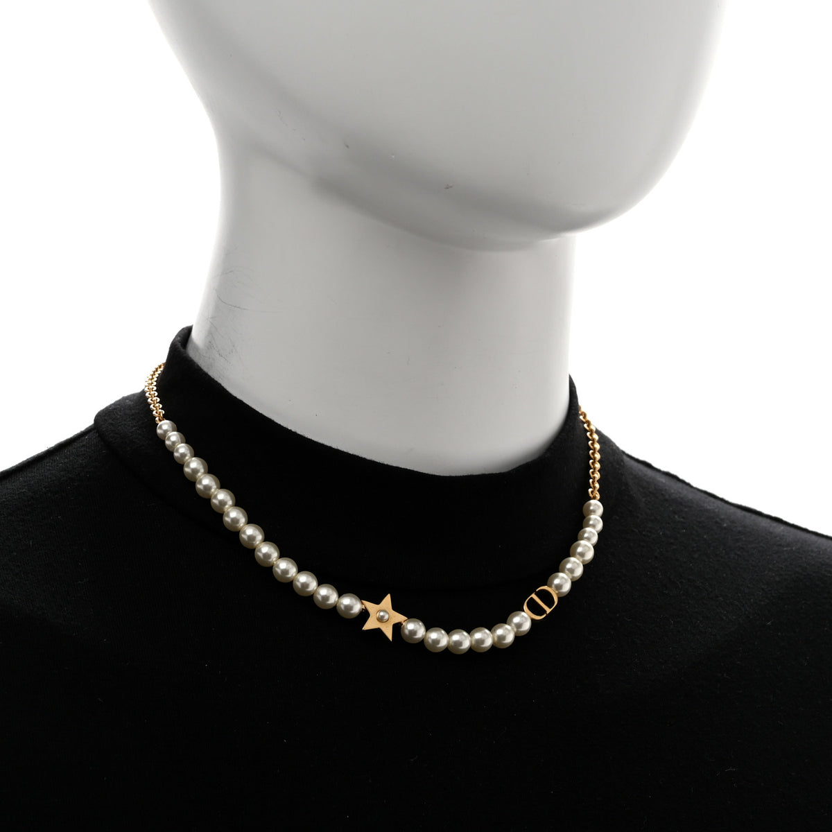 Christian Dior Pearl CD Star Choker Necklace Gold 2 of 5