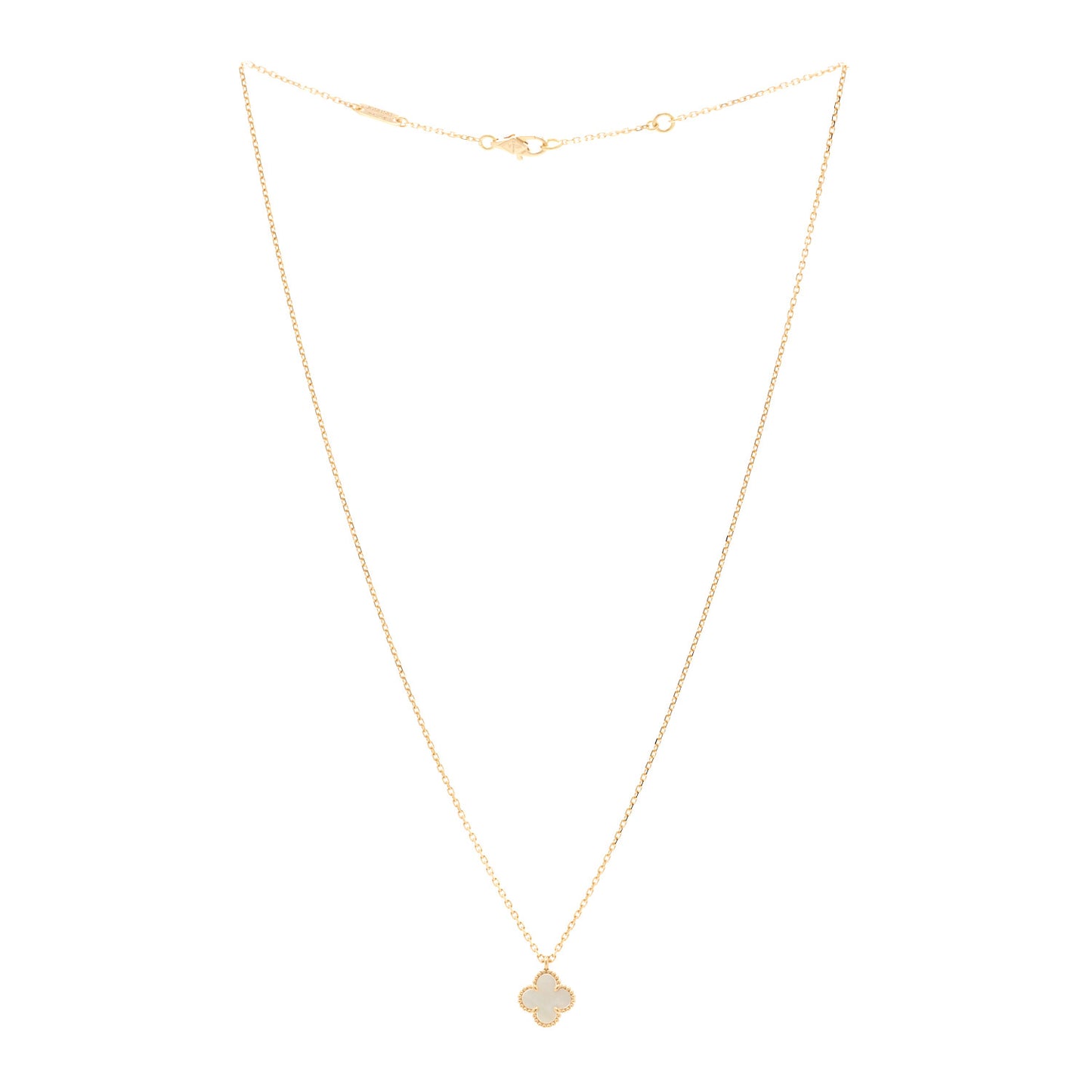 18K Yellow Gold Mother of Pearl Sweet Alhambra Pendant Necklace